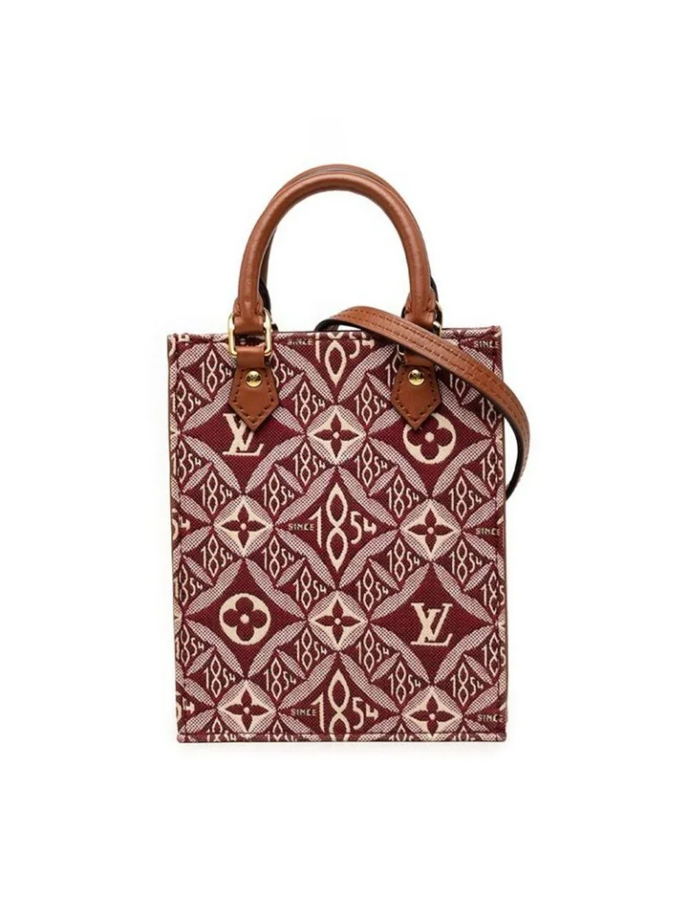 Louis Vuitton Monogram Jacquard Petite Sac Plat 2-Way Shoulder Bag Wine
